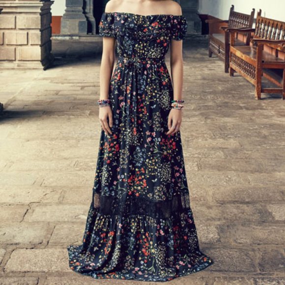 Alice + Olivia Dresses & Skirts - Alice + Olivia Cheri Floral Boho Maxi Dress Black